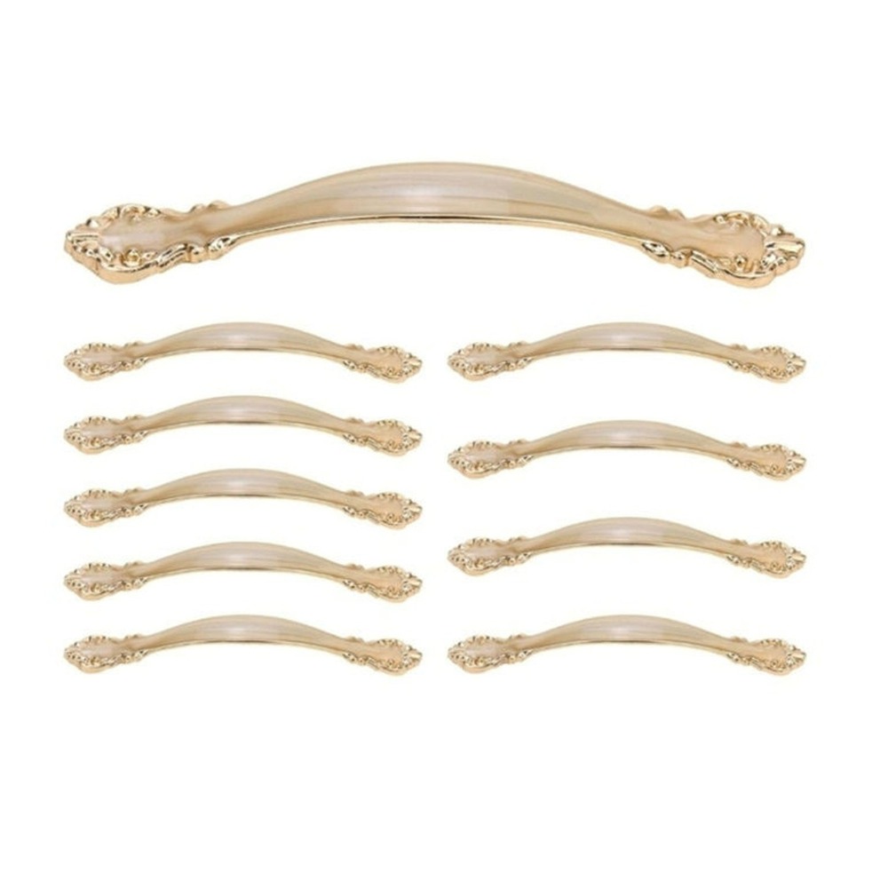 10 Piece Gold Curved Ornate Cabinet Pulls Drawer Handles 128mm 5in 8115 S4